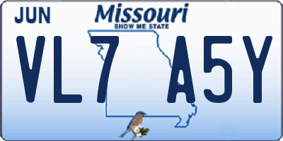 MO license plate VL7A5Y