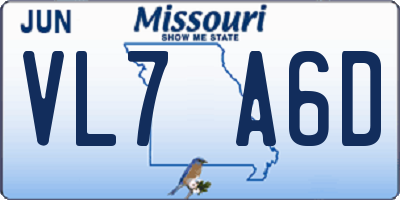 MO license plate VL7A6D