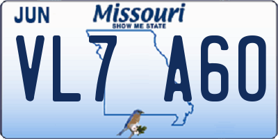 MO license plate VL7A6O
