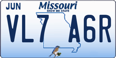 MO license plate VL7A6R