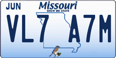 MO license plate VL7A7M