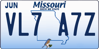 MO license plate VL7A7Z