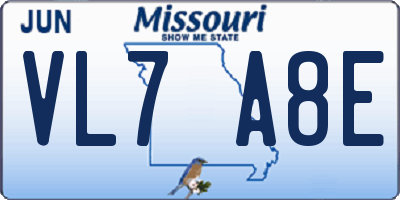 MO license plate VL7A8E