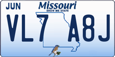 MO license plate VL7A8J