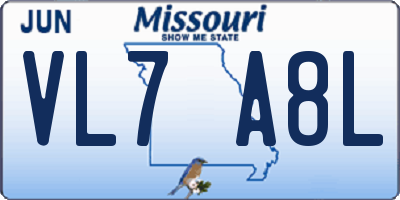 MO license plate VL7A8L