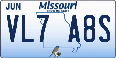 MO license plate VL7A8S