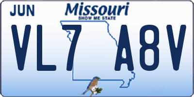 MO license plate VL7A8V