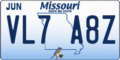 MO license plate VL7A8Z