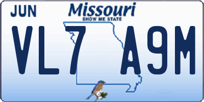 MO license plate VL7A9M