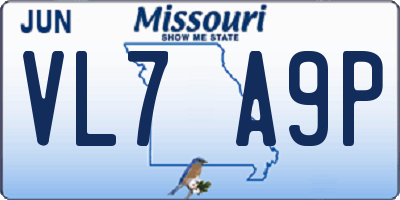 MO license plate VL7A9P
