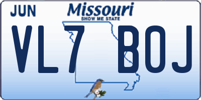 MO license plate VL7B0J