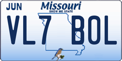 MO license plate VL7B0L