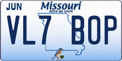 MO license plate VL7B0P