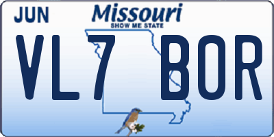 MO license plate VL7B0R