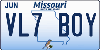 MO license plate VL7B0Y