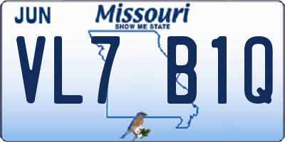 MO license plate VL7B1Q