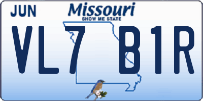 MO license plate VL7B1R