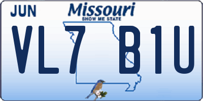 MO license plate VL7B1U