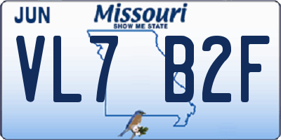 MO license plate VL7B2F