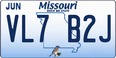 MO license plate VL7B2J