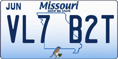 MO license plate VL7B2T