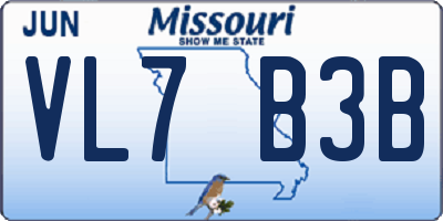 MO license plate VL7B3B