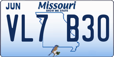 MO license plate VL7B3O