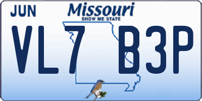 MO license plate VL7B3P