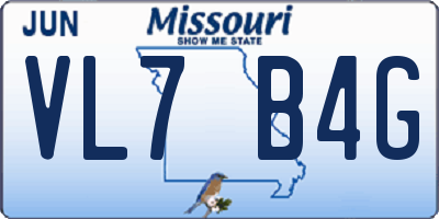 MO license plate VL7B4G