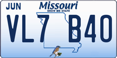 MO license plate VL7B4O