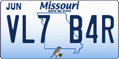 MO license plate VL7B4R