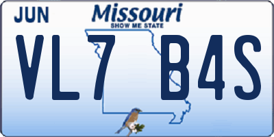 MO license plate VL7B4S