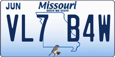 MO license plate VL7B4W