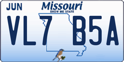 MO license plate VL7B5A