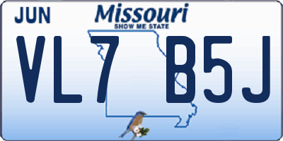 MO license plate VL7B5J