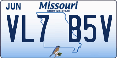MO license plate VL7B5V