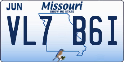 MO license plate VL7B6I