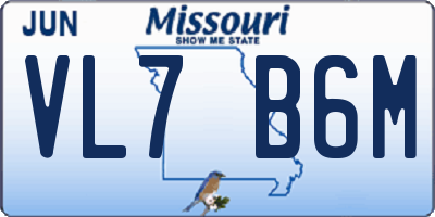 MO license plate VL7B6M