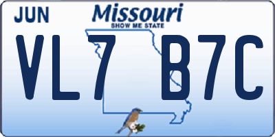 MO license plate VL7B7C