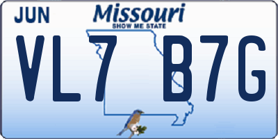 MO license plate VL7B7G