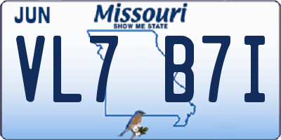 MO license plate VL7B7I
