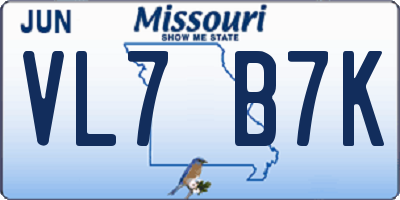 MO license plate VL7B7K
