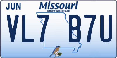 MO license plate VL7B7U