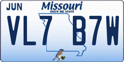 MO license plate VL7B7W