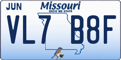 MO license plate VL7B8F