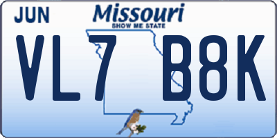 MO license plate VL7B8K