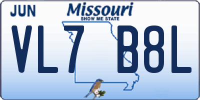 MO license plate VL7B8L