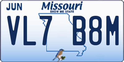 MO license plate VL7B8M