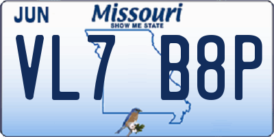 MO license plate VL7B8P