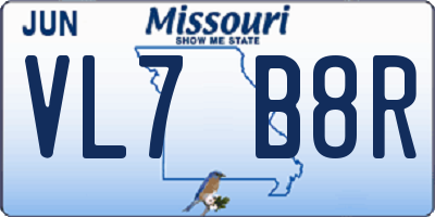 MO license plate VL7B8R